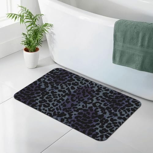 Black Leopard Cheetah Print Bath Mat Fit Under Door, Wild Animal Texture Non-Slip Bathroom Rug Floor Mat Quick Dry Absorbent Bathmat for Bathroom Kitchen Bathtub Shower Sink, 15.7x23.6 in - color: Leopard #06