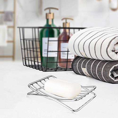 Soap Dish Stainless Steel Bar Soap Holder for Shower Bathroom, Self-draining Soap Dishes Sponge Holder for Kitchen Sink, Easy Cleaning Quick Dry(Soap Saver Not Included) - color: Chrome-1 Pack