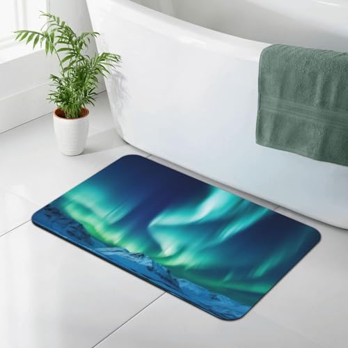 Stone Bath Mats for Bathroom Diatomaceous Earth Bath Mat Super Absorbent Floor Mat Northern Lights Stone Drying Mats Quick Drying Diatomite Shower Mat for Bathtub Pad 15.7x23.6in - color: Northern Lights