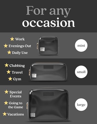 Clear Cosmetic Bags Set of 3, Mini Small Large Makeup Bags For Women Clear Pouch Cosmetics Cases Zipper Cute Pouches Make Up Travel Toiletry Essentials Preppy Purse Organizer Makeup Cases, Black | Large, Medium & Small Clear Nylon/PVC Cosmetic Bags with Z