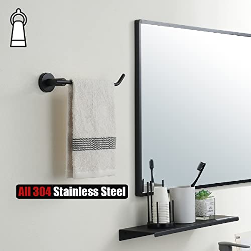 JQK Bathroom Hardware Set, 5-Piece Bath Accessories Set Matte Black Wall Mount Includes 24 in Towel Bar, 9 in HT Bar, TP Holder, Towel Hook x 2, BAS105-PB - color: Black