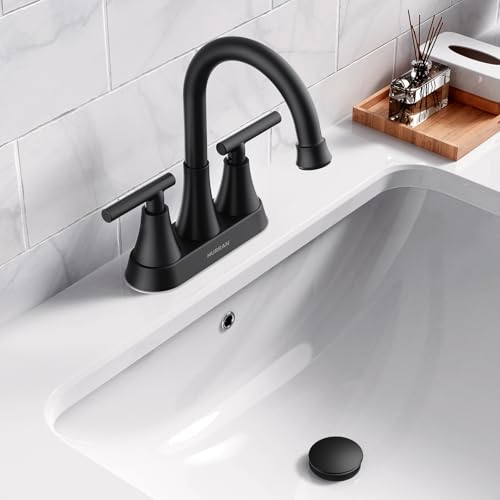 Bathroom Sink Drain with Overflow with Hair Catcher Anti-Clog Sink Strainer | Hurran Matte Black Bathroom Sink Stopper for 1.65"-1.9" Hole, Plastic Pop-up Drain for Bathroom Vanity Vessel Sink, 2 Pack - color: Matte Black X 2