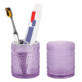 Glass Toothbrush Holder, Purple Bathroom Toothbrush Holder Set, 10oz Bathroom Tumbler Cup, Bathroom Storage Cup Organizer for Tooth Brush, Toothpaste and Makeup Brush - color: Purple