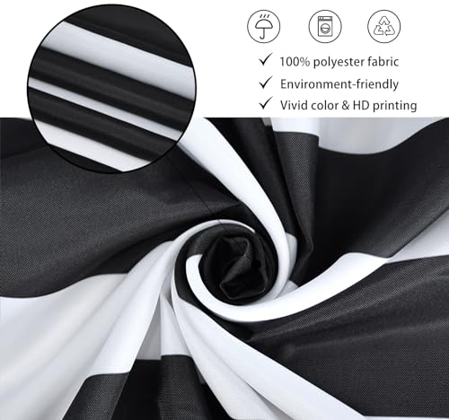 Black and White Extra Long Shower Curtain, Striped Boho Minimalist Modern Waterproof Fabric Machine Washable for Bathroom Bathtub with Hooks 72Wx78H - color: Black and White, size: 72"W x 78"L (Pack of 1)