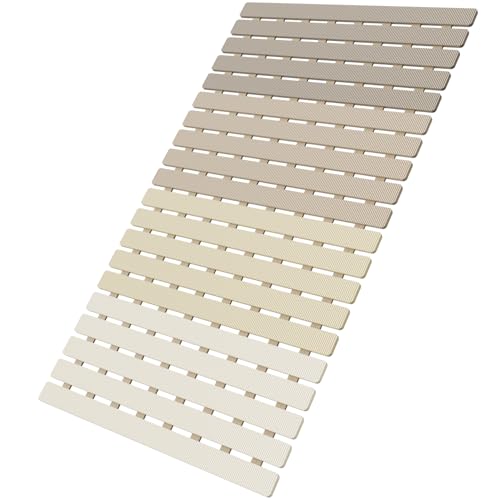 MBOSS Bath Tub Shower Mat Non Slip Bathtub Mats for Bathroom Shower Floor Mat Bath Mats for Shower Tub Anti Slip Shower Mat with Drain Hole and Large Suction Cups - color: 4-color Gradient Beige, size: 27.5" x 15.7" (Rectangular)