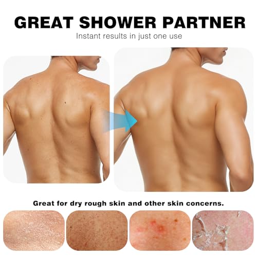 Back Scrubber for Shower, Navy Blue and Gray Exfoliating Body Wash Strap with Handles, 2 Pack