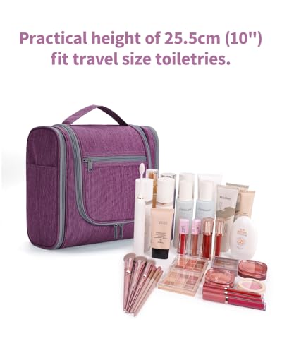 Hanging Toiletry Bag for Women Travel Makeup Bag Organizer Toiletries Bag for Cosmetics Essentials Accessories (Large, Dark Purple) - color: AA-Purple, size: Large