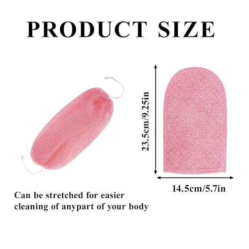 3 PCS Authentic African Net Sponge 30" Extra Long African Exfoliating Net for Body & Back Scrubber for Shower Quick Dry Nylon Mesh Washcloth for Glowing Skin (Pink+Purple, 3 Pcs) - style: 3Pac Pink+Purple