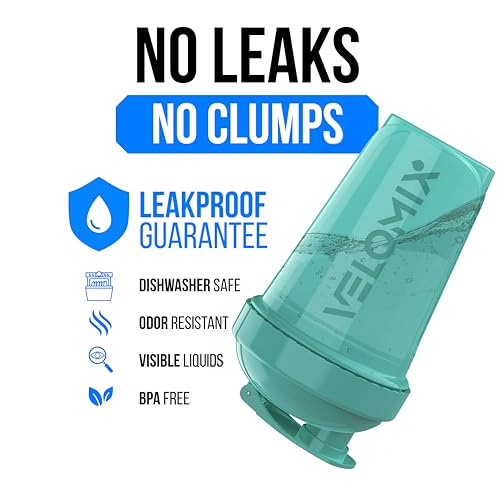 VELOMIX -2 Pack- 20 oz Protein Shaker Bottles for Protein Mixes - 2x Wire Whisk | Leak Proof Shaker Cups for Protein Shakes and Pre Workout | Protein Shaker Bottle Pack (A8) Black/Torquoise - color: A8) Black / Torquoise