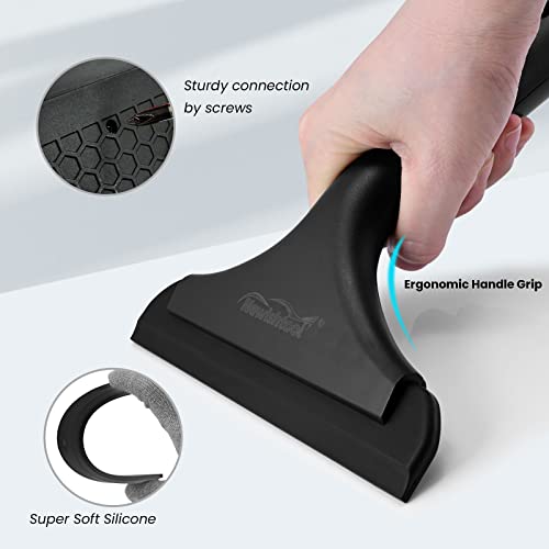 NEWISHTOOL Small Squeegee for Car Windshield, Windows, Side Mirrors, Glass Door Water Removal, Silicone Blade Squeegee for Shower Door, Glass Mirror, Tile Wall Cleaning, Auto Water Blade Wiper, 2 Pack - color: All Black, size: 2PCS