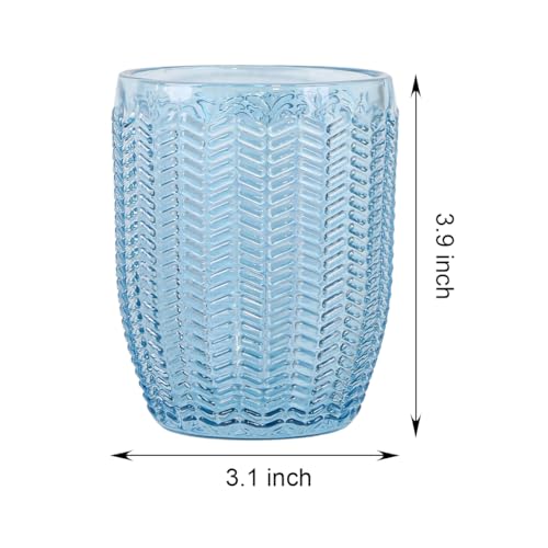 Toothbrush Holders for Bathrooms, Blue Glass Toothbrush Holder with Gold Divider, 10oz Bathroom Tumbler and Mouthwash Cup, Bathroom Storage Cup for Tooth Brush, Toothpaste and Makeup Brush