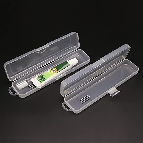 Portable Travel Toothbrush Case, Hard Plastic Dust-Proof Toothbrush Container & Toothpaste Box Holder (Rectangle-2Pcs)