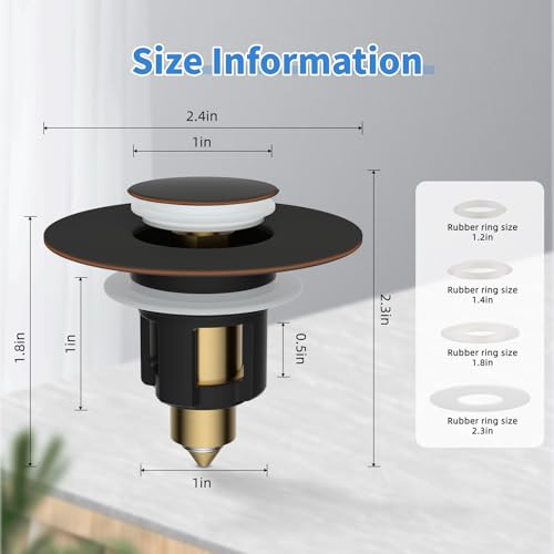 iFealClear Metal Universal Bathroom Sink Stopper, Upgraded Stainless Steel Sink Drain Strainer for 1.1''~2.36" Basin Pop Up Drain Strainer, Anti-Clogging Filter Basket, Oil Rubbed Bronze - color: Oil Rubbed Bronze