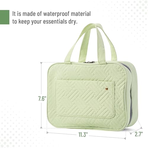 Ms. Pen- Travel Toiletry Bag Organizers, Green | Makeup Travel Bag for Toiletries with Hanging Hook, Water-Resistant