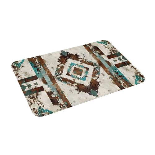 Bath Mat Cowhide Print Western Quick Dry Bathroom Rugs Non Slip Absorbent Shower Flannel Rug Floor Mat for Bathroom,Bathtub,Sink,Bedroom,16"X24" - color: Cay17