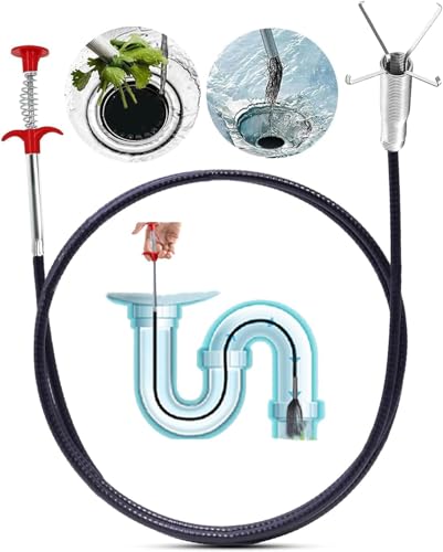 61" Drain Snake, Flexible Grabber Claw for Sink Shower Bathtub, Tight Space Drain Hair Removal Tool - color: 61inch