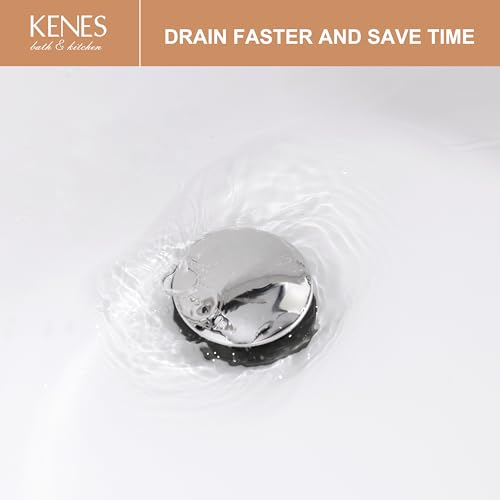 KENES Bathroom Vessel Sink Pop Up Drain Assembly Without Overflow, Chrome Bathroom Vanity Sink Drain Stopper, Anti-Clogging Drain Strainer, KE-P300A-5 - color: Chrome, size: Big Pop up Cap (Without Overflow)
