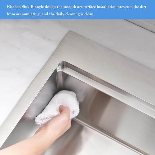 33 Inch Drop In Kitchen Sink Workstation - VOKIM 33 x 22 Inch Drop In Sinks 16 Gage Stainless Steel Topmount Sinks Single Bowl 10'' Deep Handmade Above the Counter sink with Cutting Board& Strainer - color: Stainless Steel, size: 33"L x 22"W x 10"D