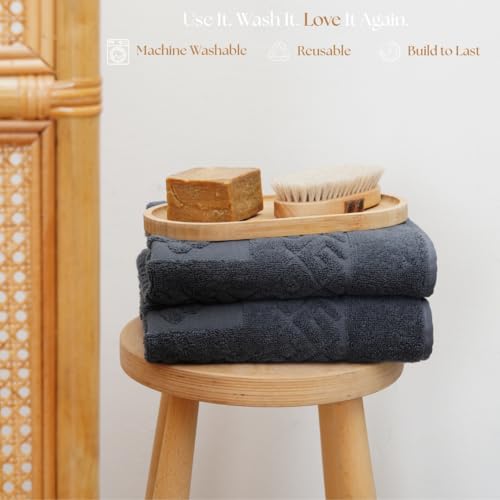 100% Turkish Cotton Bathroom Floor Towel, 2 Pack, Soft Bath Mat Towel, Quick-Drying, Machine Washable, Absorbent, Hotel & Spa Quality, 20x27.5 (2, Grey) - color: Grey, size: 2Pack