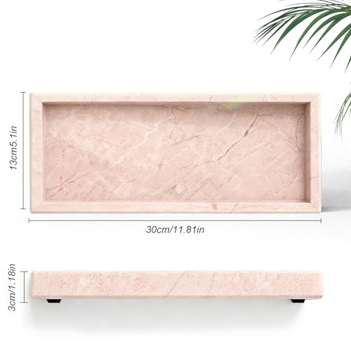 Natural Marble Tray, Stone Tray for Bedroom/Bathroom/Kitchen/Vanity Countertop, Jewelry Tray for Rings Earrings Necklace Bracelet Watch, Room Decor Aesthetic - color: Starry Sky White, size: 11.8" x 5.1" x 1.2"