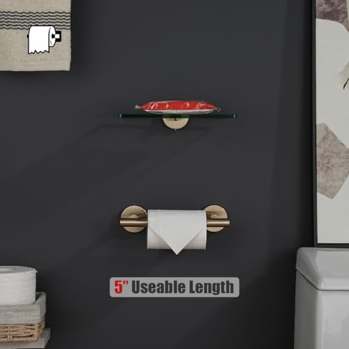 JQK Champagne Bronze Toilet Paper Holder, 7.5 Inch Double Post Pivoting Tissue Holder for Bathroom Wall Mount, 304 Stainless Steel Hold Mega Rolls, TPH150-CB - color: Champagne Bronze