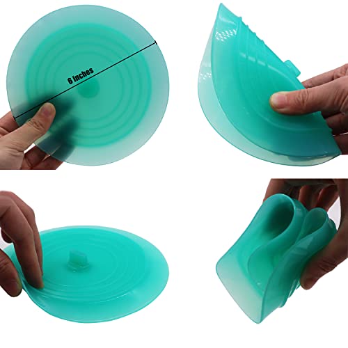 V-TOP Tub Stopper 2 Pack, 6 inches Large Silicone Drain Plug Hair Stopper Flat Suction Cover for Kitchen Bathroom Gadgets and Accessories (Green Transparent) - color: 6" Green Transparent