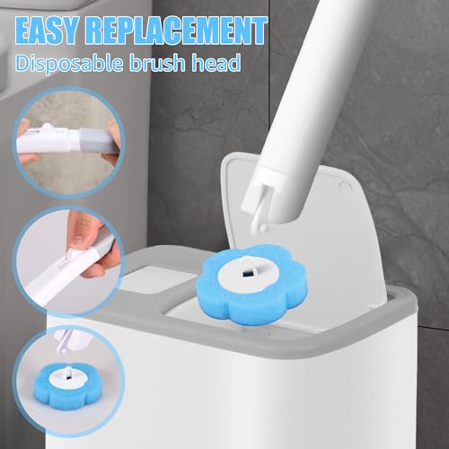ZJRDYYK Disposable Toilet Cleaning Brush and Holder Set, 30 Refills, Disposable Toilet Brush, Non Woven Fabric and Sponge Bristles, Plastic Material, Purple - color: B