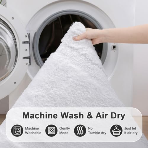 SHACOS White Bathroom Rugs Sets 3 Piece Bath Mat U Shaped Toilet Rug | 20x47+ 20x32+ 20x24, Soft Fluffy Microfiber Bath Rugs Set, Non Slip Washable Absorbent Bathroom Runner Floor Mats Shower Rug - color: White, size: 20"x32"+ 20"x47"+U Shape 20"x24"