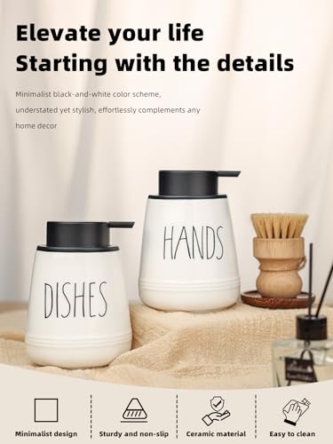 Ceramic Soap Dispenser Set, 13oz Wash Soap Dispenser (Foam-Hands & Dishes) - color: Foam-hands & Dishes