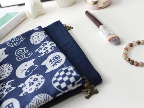 HAPPYHEIDI Canvas Pouch Cosmetic Bag, Tote Organizer, Heavy Duty Cotton Canvas, Solid Navy Blue, Zipper Clsosure, Large 10 x 8.5 Inches - color: GR-Canvas-Navy Blue