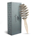 Wet Natural Boar Bristle Hair Brush for Fine Hair - A Great Gift | Smoothing Vented Detangling, Hair Texture, Gentle Scalp Feel, for Women and Men, Paddle, Frizz, Thin Hair, High Quality - color: Ivory