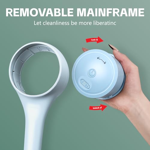 Electric Body Brush Back Scrubber for Shower, Waterproof Long Dual Handle Power Body Scrubber with 4 Heads, Bath Brush & 2 Speeds, for Deep Cleansing, Exfoliating and Massaging Skin (Blue) - color: Blue