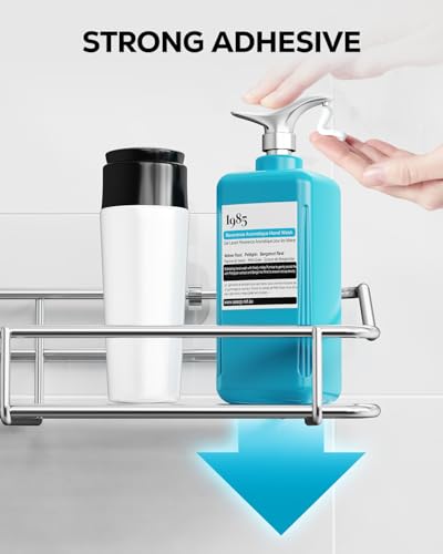 Nieifi Shower Caddy Shelf with Hooks Storage Rack Organizer Adhesive Stainless Steel without Drilling for Bathroom, Lavatory, Washroom, Restroom, Shower, Toilet, Kitchen (Sliver, 6 Pack) - color: A-Silver, size: 6 Pack