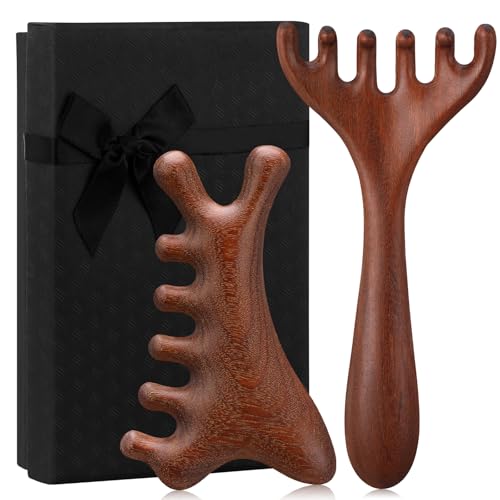 ProSuites 2 Pcs Wooden Scalp Massage Tool for Head Massager Comb Gua Sha Tool for Relaxation Hair Head - color: Wood
