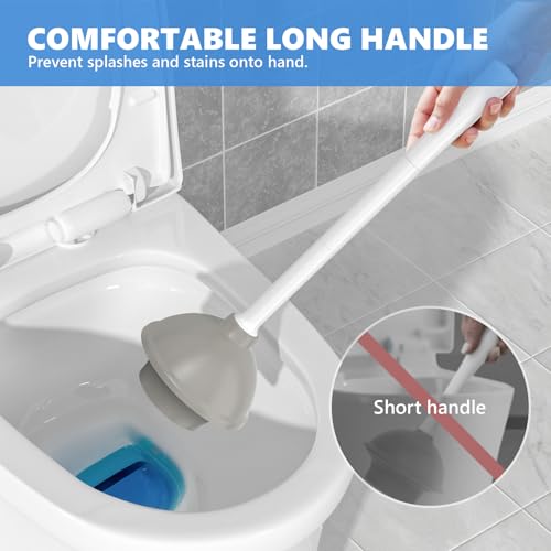 Toilet Plunger with Holder, 2 Pack Plungers for Bathroom Heavy Duty for 5.7-inch Toilet Drain, Toilet Plunger and Holder Combo for Bathroom Cleaning(White)