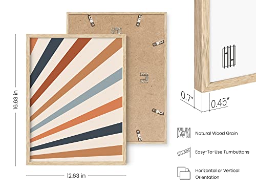 HAUS AND HUES Frame Boho Wall Art - Sun Decor for Bedroom, Mid Century Modern Minimalist Art, Geometric Posters with Beige Frame, 12x16 - color: Retro Sun Rays, size: 12"L x 16"W, style: Beige Framed