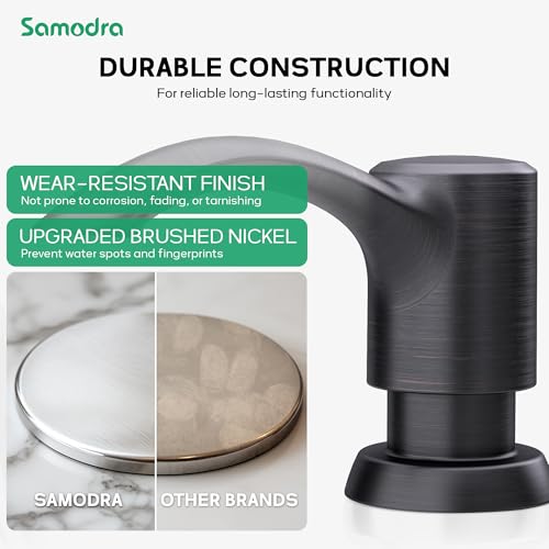 SAMODRA Built in Kitchen Sink Soap Dispenser (Oil Rubbed Bronze) with 12 oz Large PET Lotion Bottle, Refill from Top - color: Oil-rubbed Bronze, style: 12 oz Bottle
