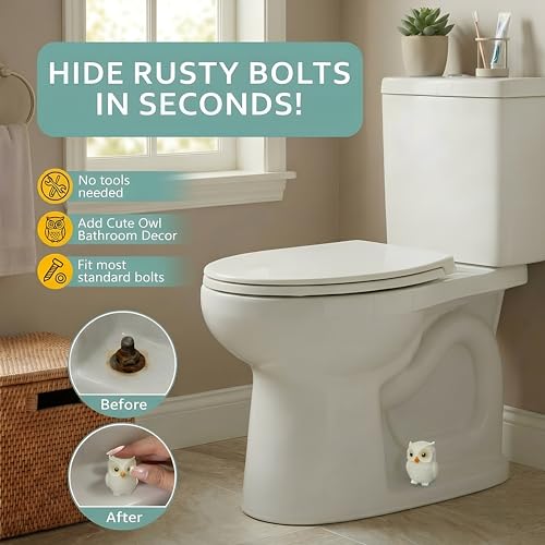 boeemi Glow in the Dark Owl Toilet Bolt Covers, Bathroom Decor, 2 Pack | Bolt Hole 1.18'', Hides Toilet Floor Bolts,Tool-Free Install, for Kids Bathroom, Gag Gift - style: Owl
