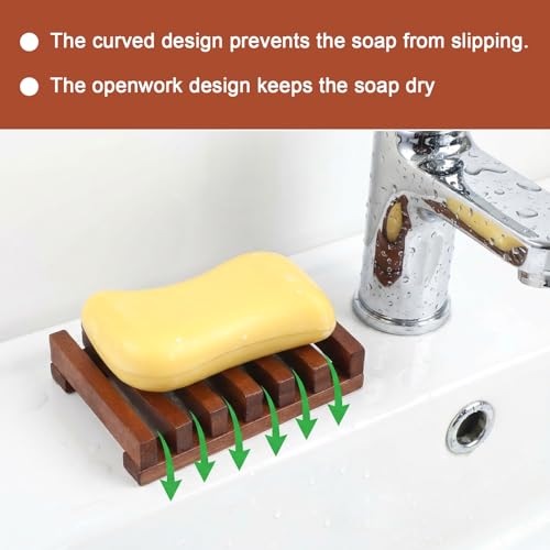 Teak Soap Dish Wood Soap Holder for Shower Teak Wood By HTB Soaps Tray for Shower Kitchen Sink Sink Bathroom Bathtub Extend Soaps Life and Keep Dry