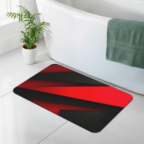 Stone Bath Mats for Bathroom Diatomaceous Earth Bath Mat Super Absorbent Floor Mat Red Black Stone Drying Mats Quick Drying Diatomite Shower Mat for Bathtub Pad 15.7x23.6in - color: Red Black