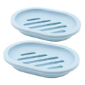 Topsky 2-Pack Soap Dish with Drain, Soap Holder & Saver, Easy Cleaning, Dry, Stop Mushy Soap (Blue) - color: Light Blue