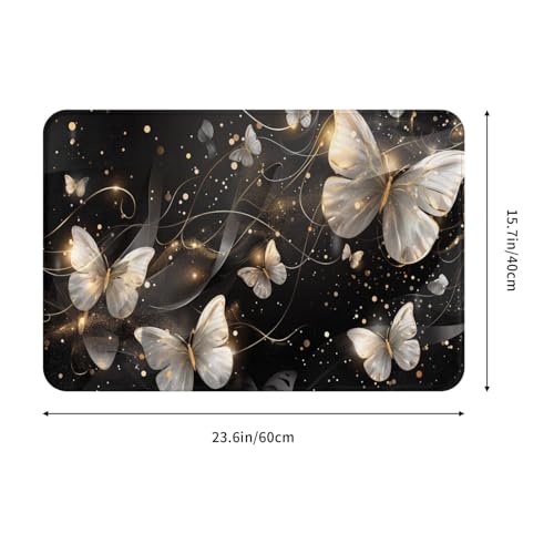 Bath Mat Black White Butterfly Watercolor Quick Dry Bathroom Rugs Non Slip Absorbent Shower Flannel Rug Floor Mat for Bathroom,Bathtub,Sink,Bedroom,16"X24" - color: Cay26
