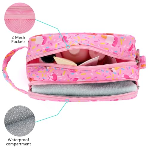 Kids Toiletry Bag for Girls, Travel Toiletry Bag for Little Young Girls Cosmetic Bag Makeup Bag Waterproof Hanging Wash Bag Toddler Toiletries, Candy Pink - color: Pink Candy