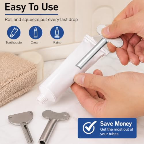 2Pcs Metal Tube Squeezer Keys, Toothpaste Roller, Salon Tube Squeezers, Bathroom Aids and Accessories (A+B) - color: A+b