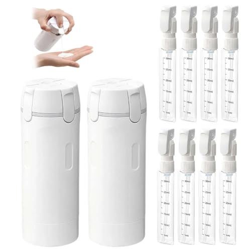 4 in 1 travel Dispenser Bottle for Toiletries, 4 Pack 30ML/60ML Portable Travel Size Toiletries with Scale and Label, Portable Containers for Shampoo Lotion Conditioner Cream (WHITE*2, 30ML) - color: WHITE*2, size: 30ML