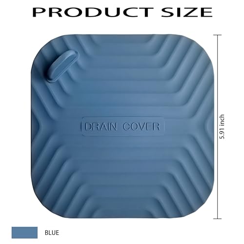 Shower Drain Cover Tub Stopper,2 Pieces Sewer Anti-Odor Mat Deodorizing Drain Plugs for Kitchen,Bathroom and Laundry(5.9x5.9 inch) Blue - color: Blue/2-piece Set