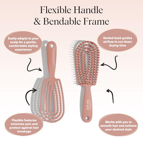 Kitsch Hair Brush Detangler – Flexi Flow Hair Brush for Women, Men & Kids | Detangling Brushes for Curly Hair with Bendable Frame, Bounce Curl Defining Brush for Wet or Dry Strands - Terracotta - color: Terracotta