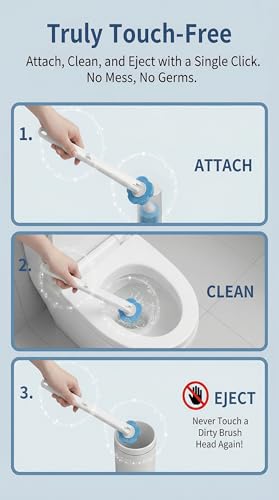 for Small Apartment Bathrooms – Disposable Toilet Brush Set with 32 Replaceable Heads, Wall-Mounted Holder, White Bathroom Cleaning Brush for Easy Daily Toilet Cleaning - color: White – 32 Refills Flip-open Toilet Brush