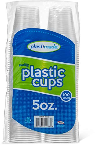 [100 Count] PlastiMade 5 Oz Clear Plastic Disposable Reusable Drinking Cups For Home, Office, Wedding, Events, Parties, Take Out, Water, Juice, Soda, Beer Cocktails 1 Pack - color: 1 Pack, size: 5 Ounces