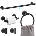 TQKAG Matte Black 5 Piece Bathroom Hardware Accessories Set 23.6" SUS304 Stainless Steel Bathroom Towel Bar Holder Sets Double Post Pivoting Toilet Paper Holder Set Wall Mounted - color: Matte Black, size: 5-Pieces Set-B